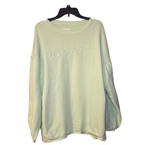 Aerie Light Green 'Spring Fling' Sweatshirt